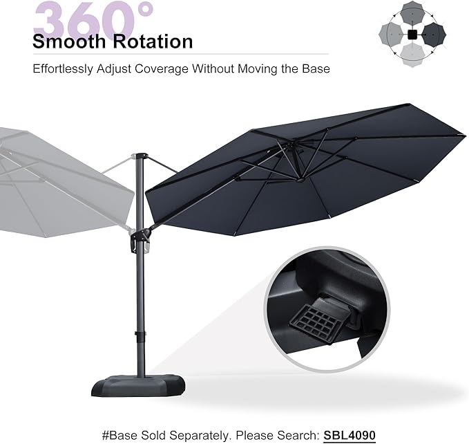PURPLE LEAF 11 Feet Patio Umbrella Outdoor Cantilever Round Umbrella Aluminum - Image 8