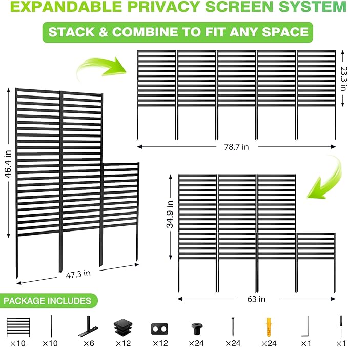 46.4" H X 47.3" W Metal Privacy Screen Outdoor - Image 4