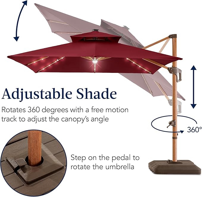 Best Choice Products 10ft Square Cantilever Patio Umbrella w/Base Included - Image 8