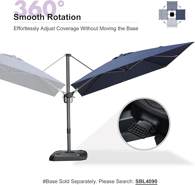 PURPLE LEAF Patio 9 Feet Cantilever Offset Umbrella - Image 9