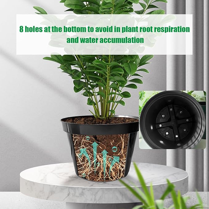 10 Inch Plastic Nursery Pots for Plants 10 Pack Plant Pots - Image 2