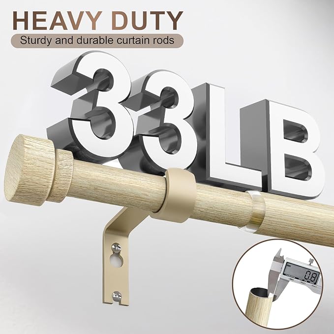 Antique White Curtain Rods for Windows 28 to 48 Inches Heavy Duty Adjustable 1" - Image 5