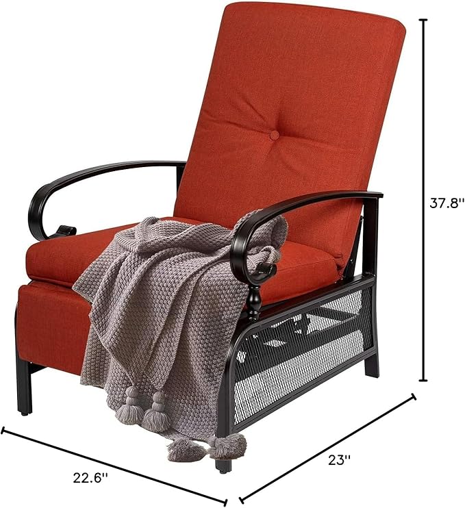 Oakcloud Adjustable Outdoor Lounge Chair Metal Patio Relaxing Recliner Chair - Image 8