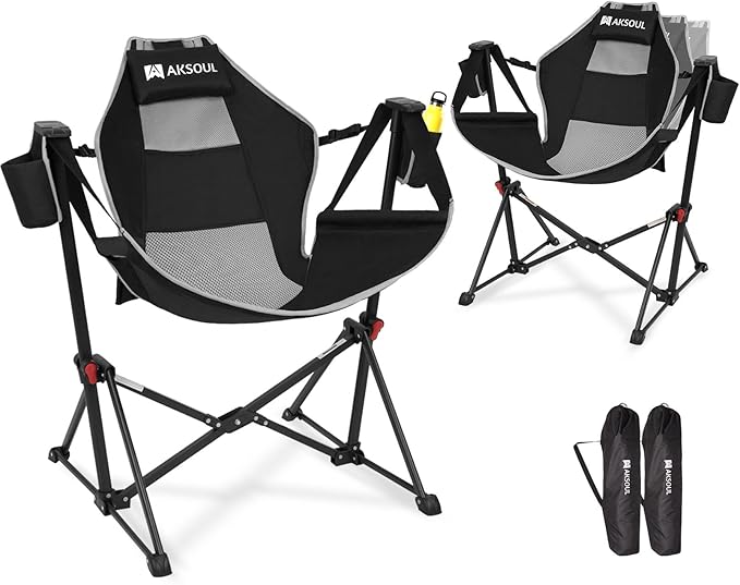 AKSOUL Hammock Camping Chair Swinging: Aluminum Alloy Adjustable Back Swinging by AKSOUL