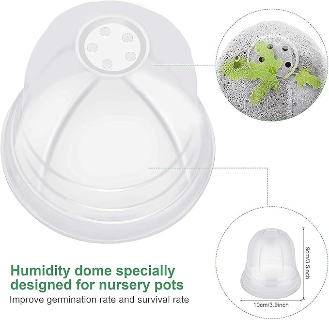 MIXC Plant Nursery Pots with Humidity Dome 4" Soft Transparent Plastic - Image 5