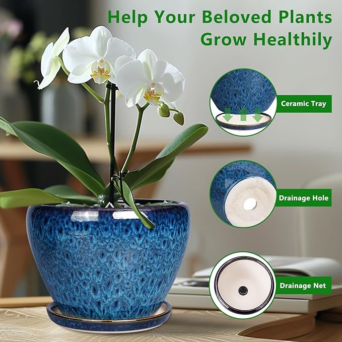 10 Inch Ceramic Planter Pot, Ceramic Plant Pot - Image 5