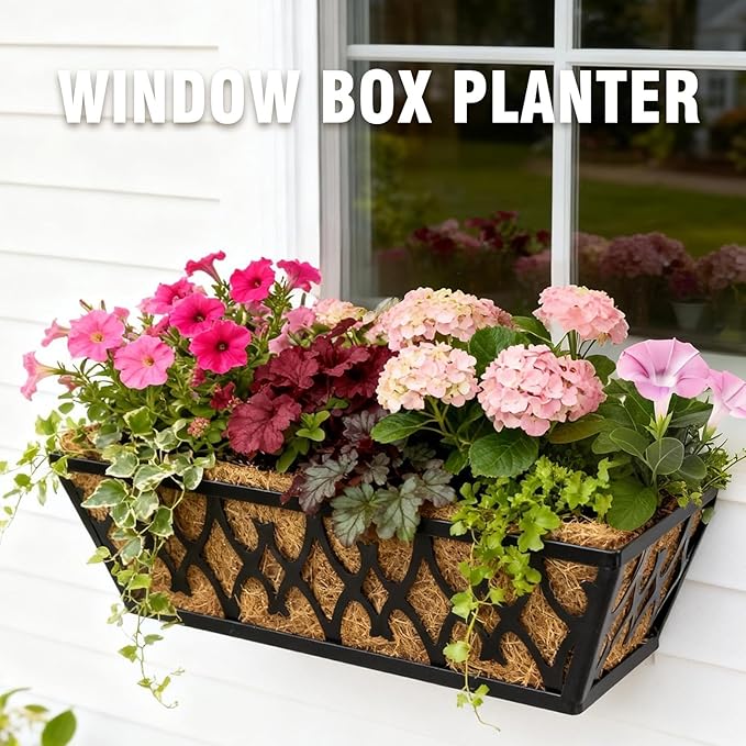 4 Pack 16 Inch Window Boxes Planters Railing Planter Box - Image 2