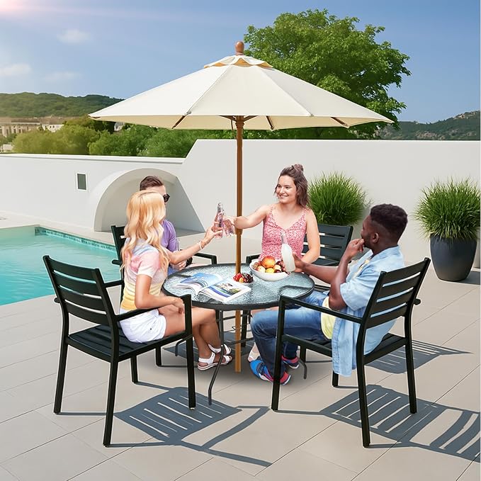 VINGLI Round Patio Table with Umbrella Hole - Image 8