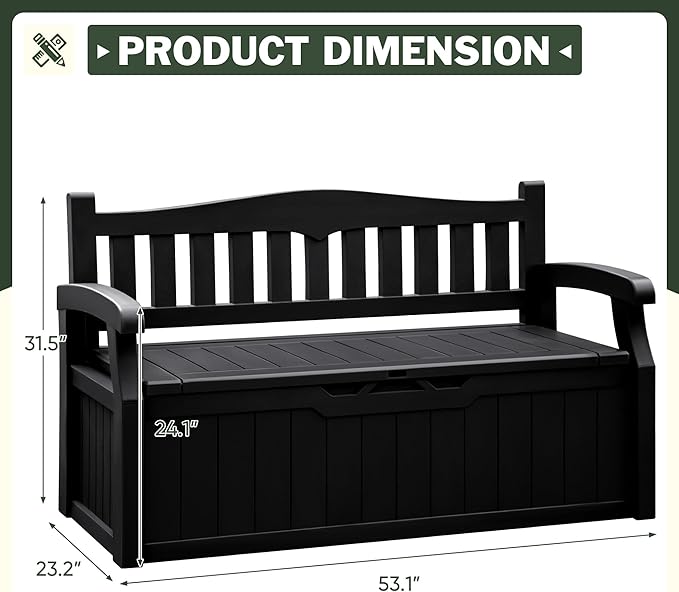 Flamaker 80 Gallon Storage Bench Outdoor Indoor, Durable All-Weather Seating - Image 3