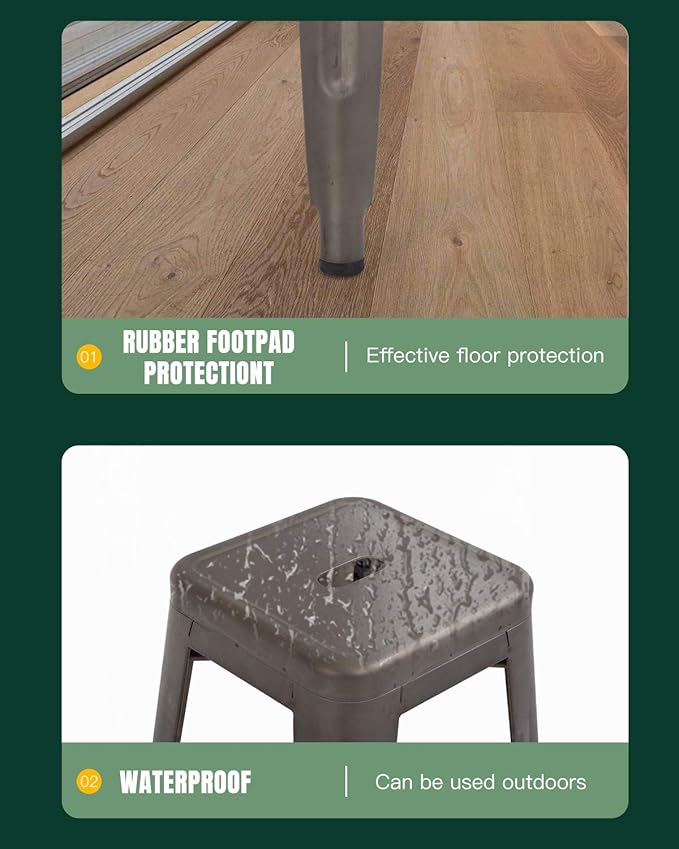 FDW Metal Bar Stools Set of 4 Counter Height Bar Stools 24 Inches Industrial - Image 6
