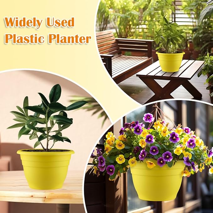 11 Inch Plant Pots Set of 3, Plastic Planters - Image 3