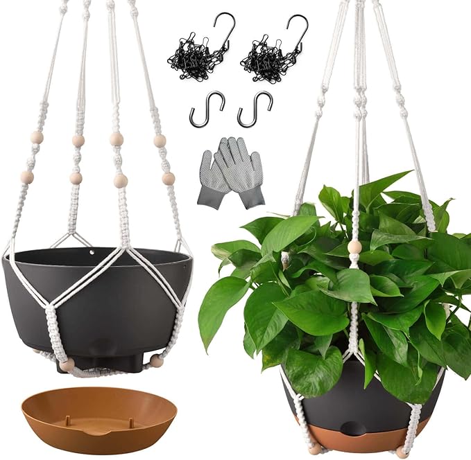 10 Inch Hanging Planters for Indoor Plants, Outdoor Hanging Plant Pot by TIMOSUKI