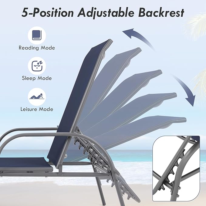 Giantex 2 Pack Patio Lounge Chair, Outdoor Chaise Lounge - Image 6