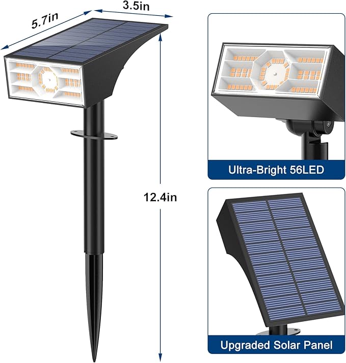 Solar Spot Lights Outdoor, 2 Pack/56 LED Outdoor Lights - Image 7