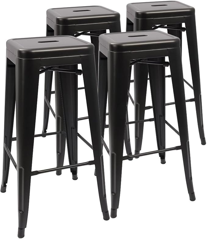 Devoko Metal Bar Stools 30" Indoor Outdoor Stackable Barstools Modern Style by DEVOKO