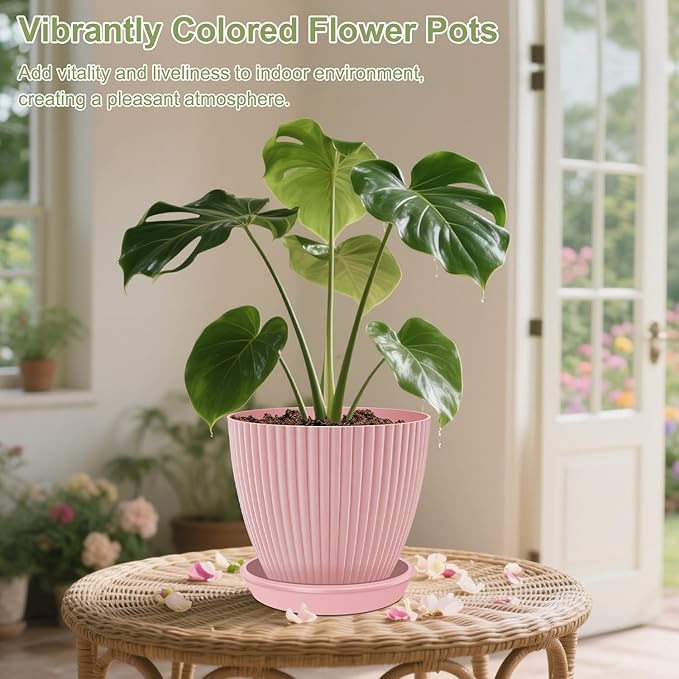 SupKing Plant Pots with Drainage Saucers 7.5/6.7/6/5/4/3.5 Inch Set of 6 - Image 6