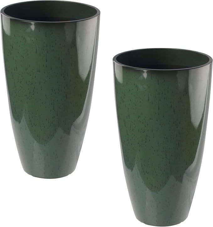 2 Packs 21 inch Tall Planter, Indoor Outdoor Round Planter by Goldshire