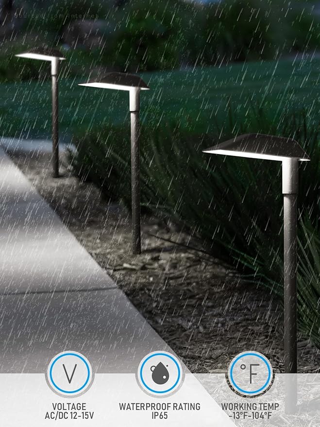 LEONLITE 12 Pack Low Voltage Landscape Lights, 5W Anti-Glare LED Pathway Lights - Image 5