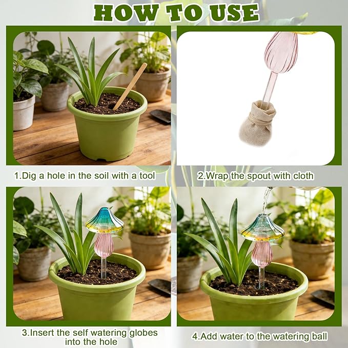 4 Pcs Plant Watering Globes Self Watering Planter Insert Glass Water Bulbs - Image 4