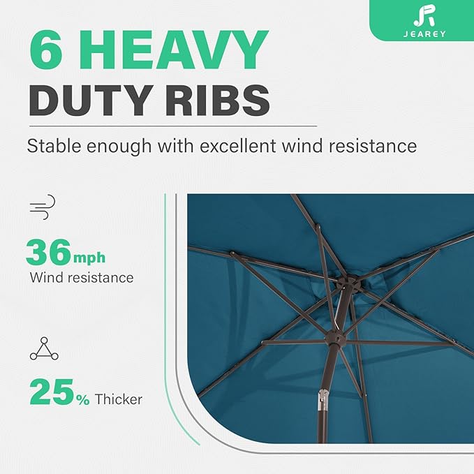 JEAREY 6.5x10 ft Rectangular Patio Umbrellas Rectangle Outdoor Umbrella - Image 9