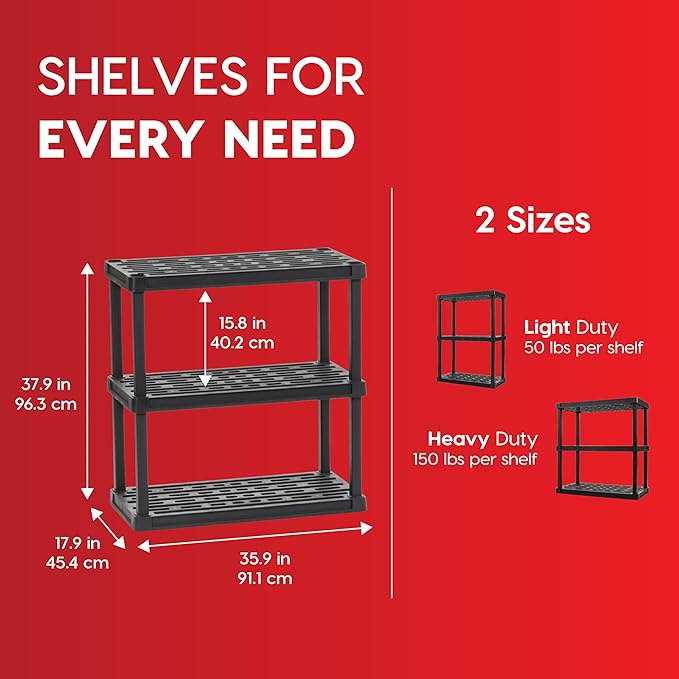 IRIS USA 3-Shelf Heavy Duty Plastic Storage Shelves, 450lb Capacity, Large - Image 3