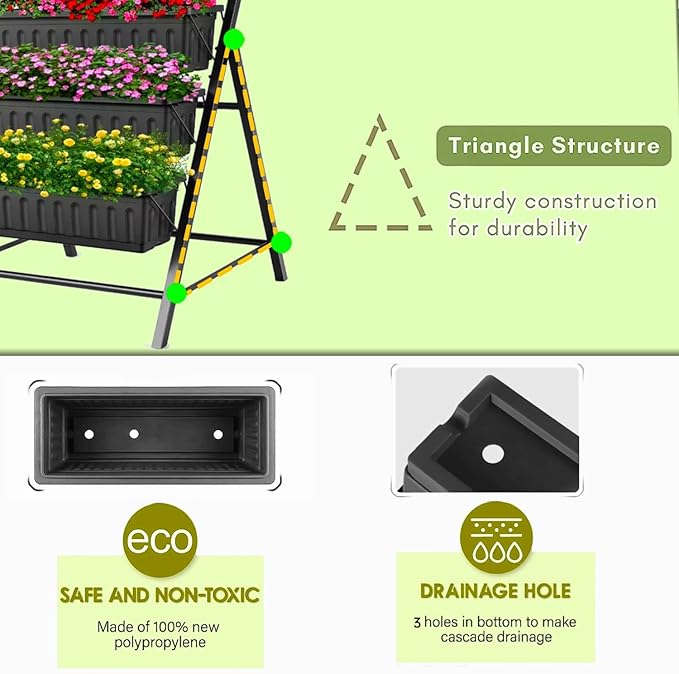 SEJOV 4FT Vertical Raised Garden Bed, 5 Tiers Elevated Planter Box - Image 4