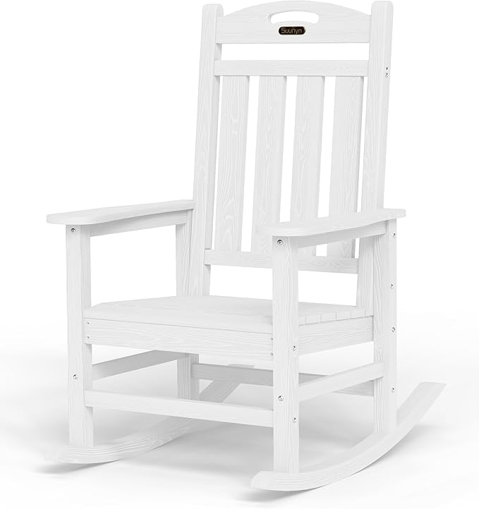 Oversized Outdoor Rocking Chair, High Back Patio Rocking Chair, HDPE All by Suunyn