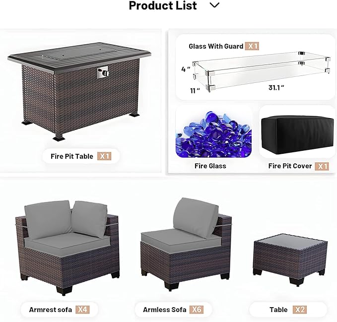 Kullavik 13 Pieces Outdoor Patio Furniture Set - Image 6