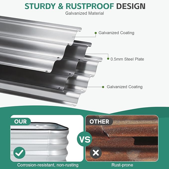 3 in 1 Galvanized Raised Garden Bed - Image 4