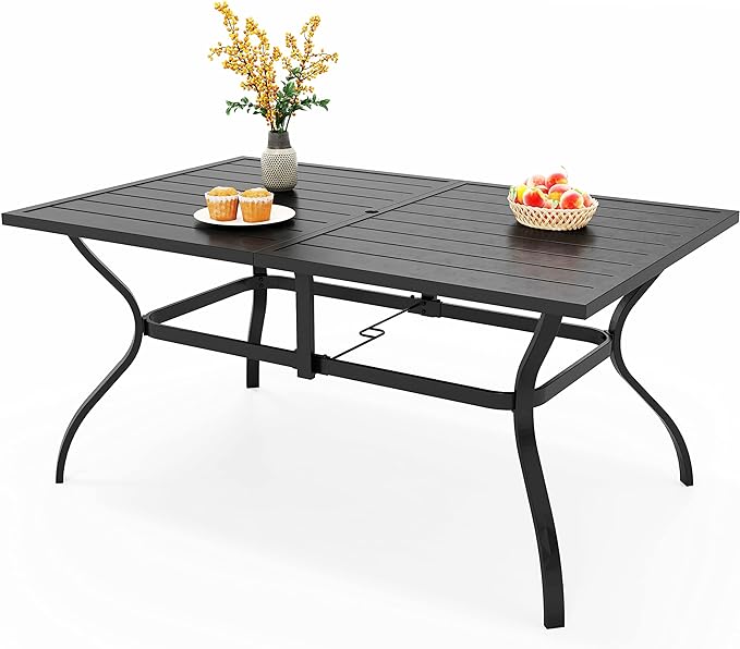 PHI VILLA Outdoor Dining Table for 6, All-Weather Large Furniture for Patio by PHIVILLAThepioneerofcomfortablehouseholdsupplies