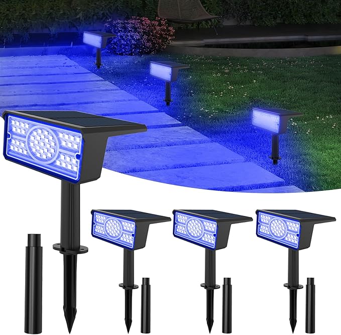 T-SUN Solar Spot Lights Outdoor, 4 Pack 49LED Landscape Spotlights, 2 Lighting by T-SUN