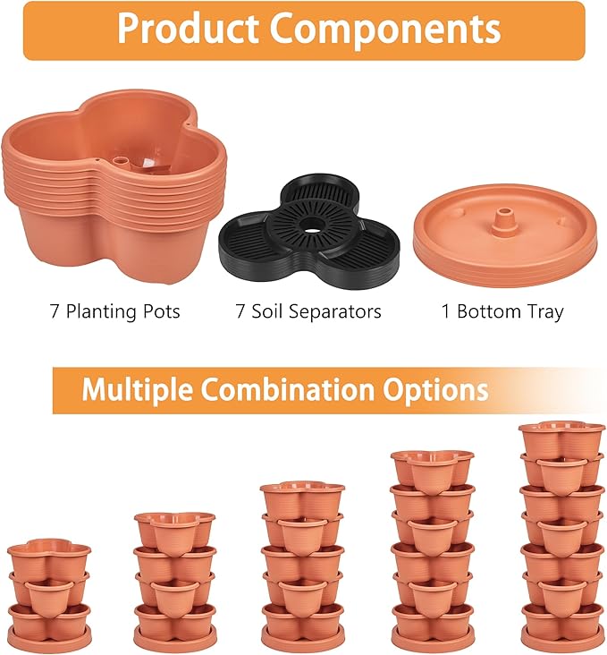 VECELO 7 Tier Vertical Garden Planter, Self Watering Stackable Planters - Image 7