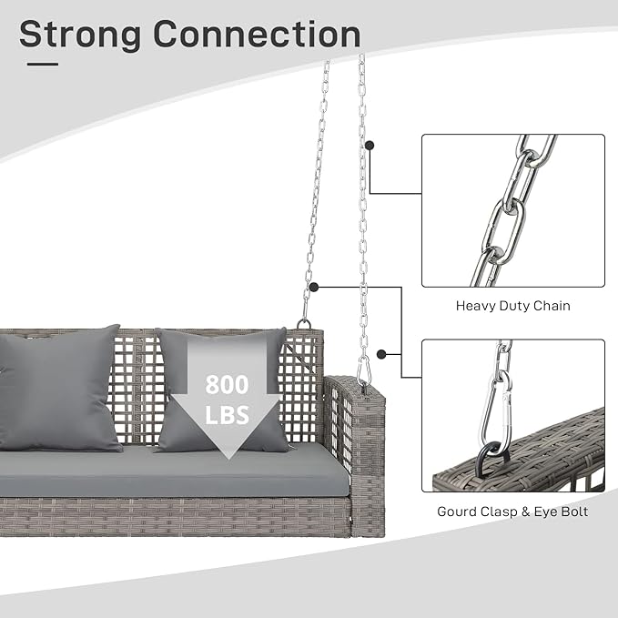 Outvita Porch Swing, 4FT Hanging Outdoor Porch Swings - Image 4