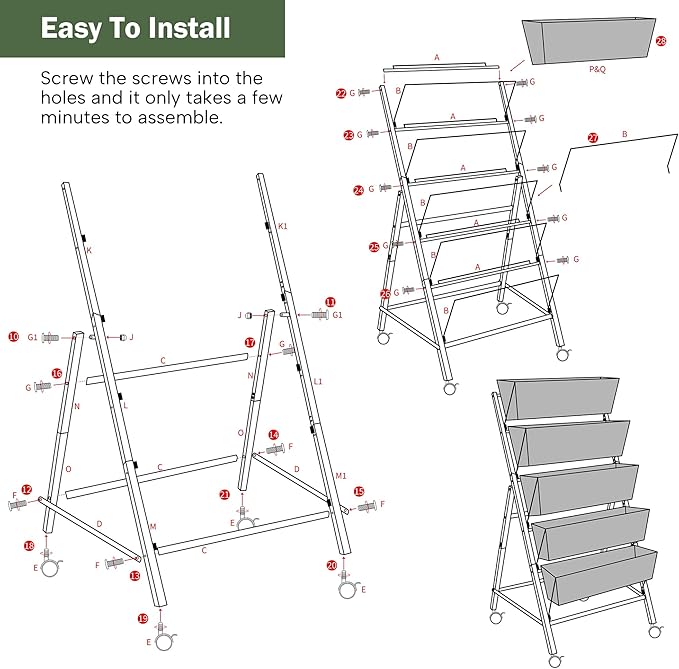 GENMOUS 5 Tier Raised Garden Bed Tall 45FT Vertical Elevated Garden Planter - Image 5