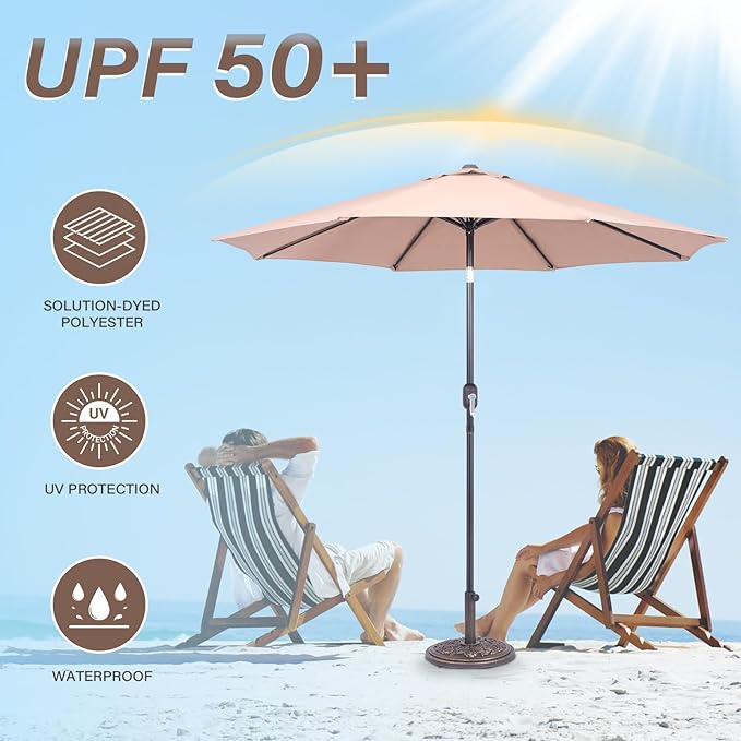 Backyard Expressions 9 ft. Patio Umbrella, Market Table Umbrella w/Tilt and - Image 3