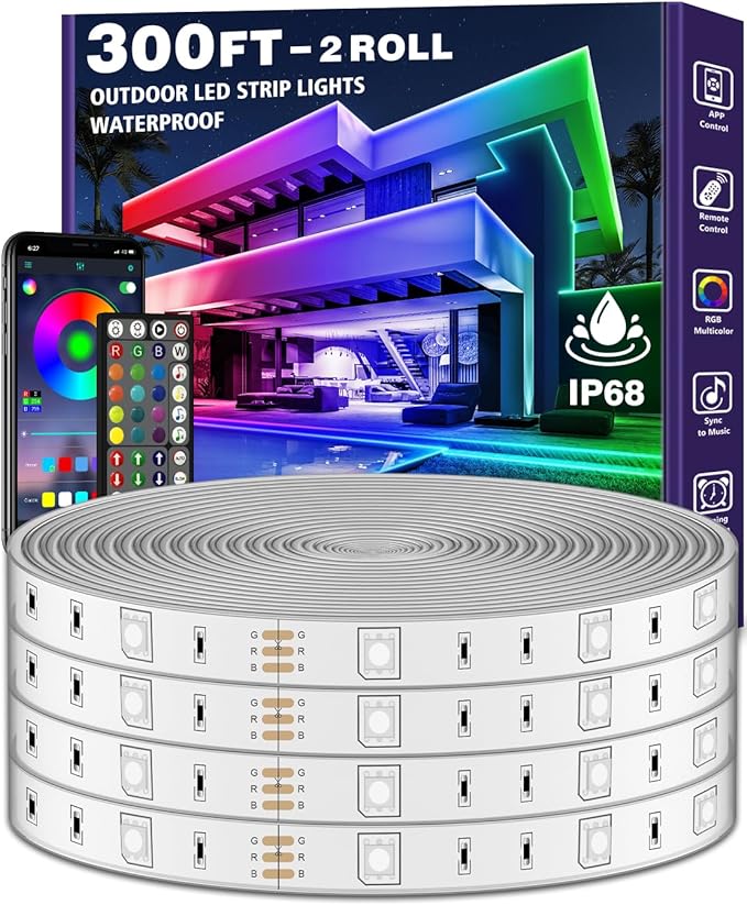Outdoor LED Strip Lights Waterproof, IP68 Outside Led Light Strips Waterproof by AILBTON