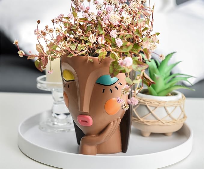 Face Planter Pots for Indoor Plants, Resin Head Planter Succulent Planter - Image 5