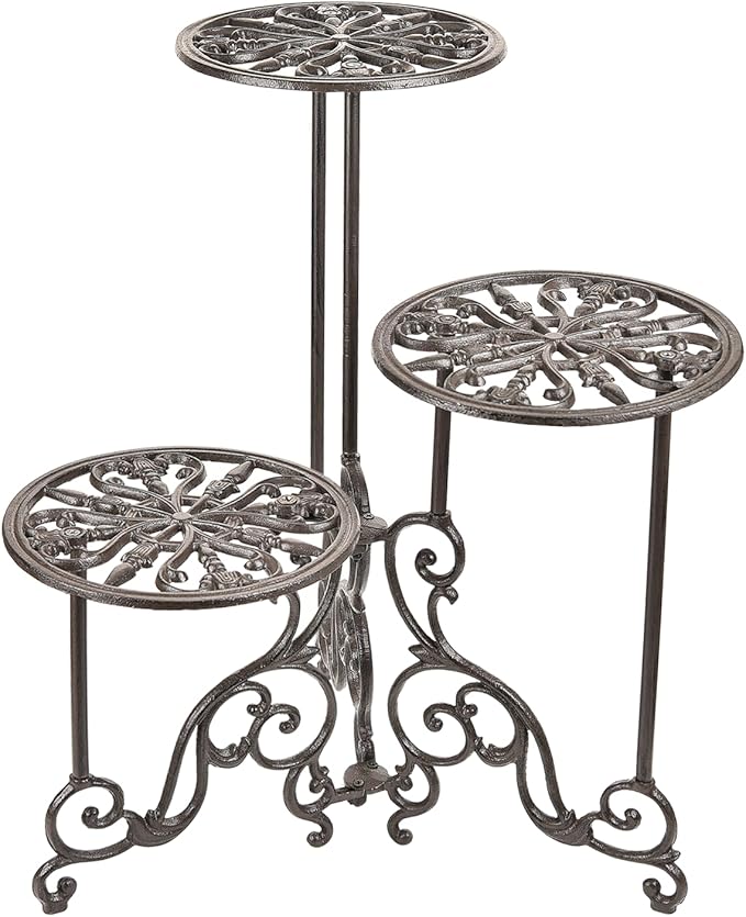 Sungmor Heavy Duty Cast Iron Plant stand, 3 Tier Foldable Metal Plant Shelf by Sungmor