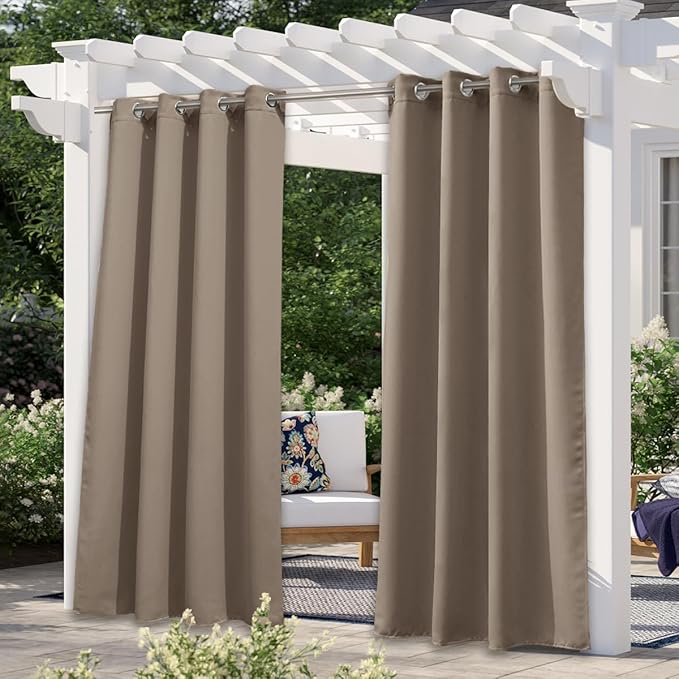 NICETOWN Morandi Brown Outdoor Curtain by NICETOWN