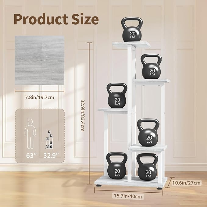 LASZOLA White 5 Tiered Wood Plant Stand Indoor - Image 2