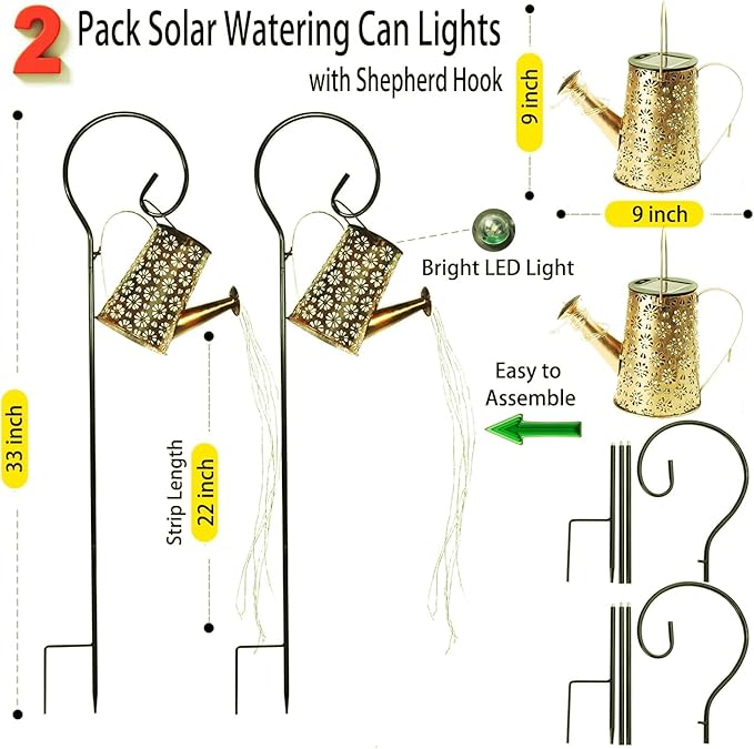 2 Pack Solar Watering Can Lights - Image 4