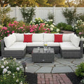 Tangkula 7 Pieces Wicker Patio Furniture Set, All-Weather Outdoor Rattan by TANGKULA