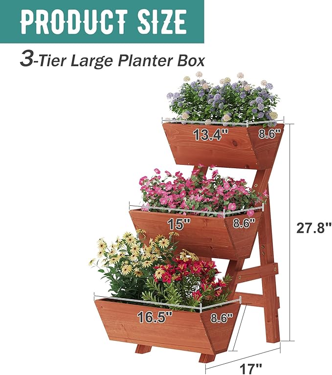 Raised Garden Bed, 3 Tier Small Vertical Garden Planter - Image 6