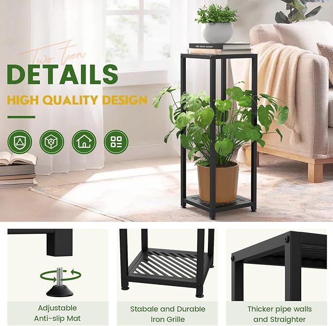 TOSKING Tall Plant Stand Indoor – 2-Tier Modern Metal Shelf, Heavy Duty - Image 6
