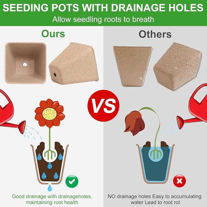 Square Peat Nursery Pots 150 Pcs 3in Biodegradable and Label, Used - Image 6