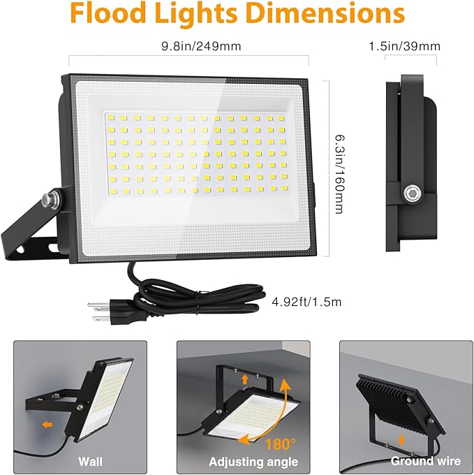 Onforu 120W Flood Lights Outdoor, 12000lm Bright LED Work Light - Image 5