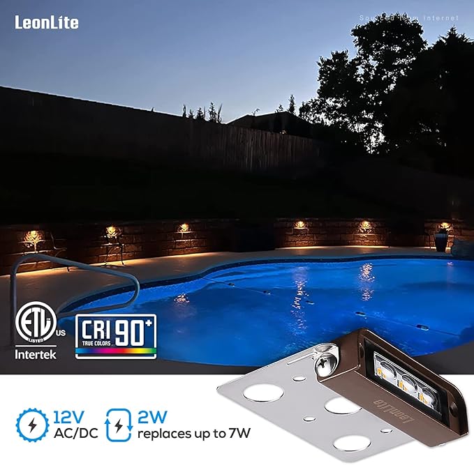 LEONLITE 8-Pack Premium Series 4 Inch 2W LED Retaining Wall Lights Swivel - Image 3