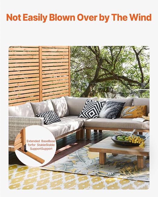 VEVOR Wooden Privacy Screen, Freestanding Wood Privacy Panel - Image 4