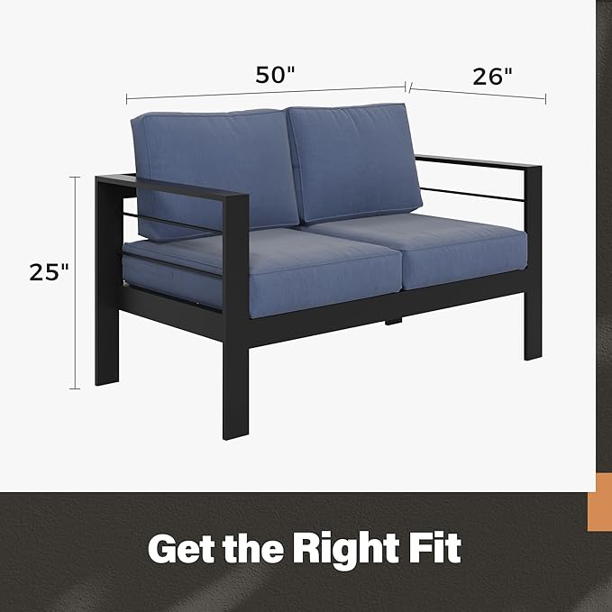 Solaste Aluminum Loveseat Patio Furniture, Weather-Resistant - Image 5