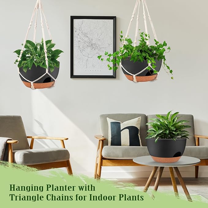 Hanging Planters for Outdoor Indoor Plants, 2 Pack 12 Inch Hanging Basket - Image 7